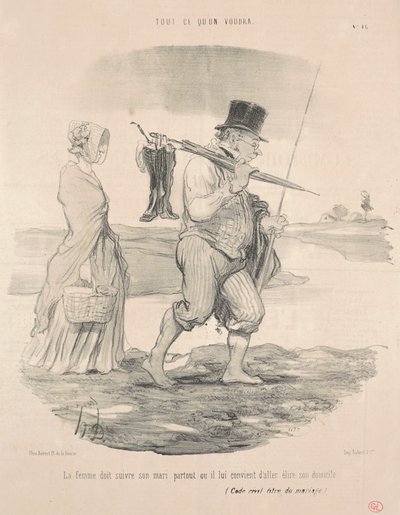 La donna deve seguire il marito... da Honoré Daumier