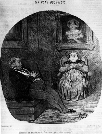 Les Bons Bourgeois: coppia che dorme - di Daumier, in Charivari del 05/11/1846 da Honoré Daumier