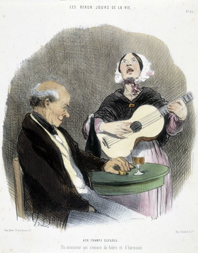 Uomo che beve in compagnia di un cantante - in "Les Beaux Jours de la vie" di Honoré Daumier da Honoré Daumier