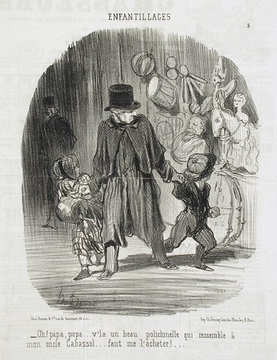Oh! Papà, papà... ecco un bel Pollicinella... da Honoré Daumier