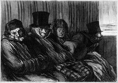 Treni del piacere: 10 gradi di noia e cattivo umore. Caricatura di Honore Daumier (1808-1879). Incisione in "Le Monde Illustré" n.249 del 18 gennaio da Honoré Daumier