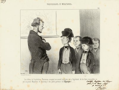 Professori e monelli. Gli allievi dell’istituto Pascareau provano una nuova uniforme... 25. da Honoré Daumier