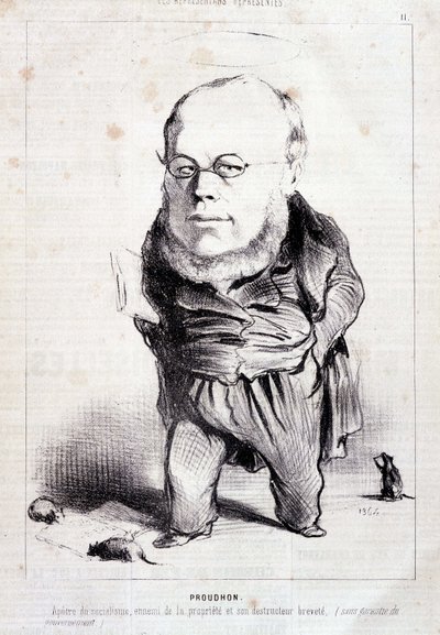 Proudhon, "apostolo del socialismo, nemico della proprietà e suo distruttore brevettato" - di Daumier, in "Charivari" del 06/01/1849 da Honoré Daumier