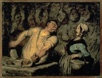 Il macellaio, mercato di Montmartre (olio su tavola) da Honore Daumier