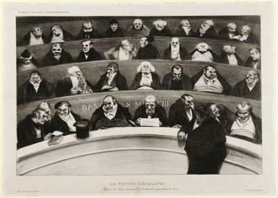 Il Ventre Legislativo: Vista dei Banchi Ministeriali nella Camera Improvvisata del 1834 da Honoré Daumier