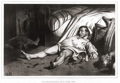 Il massacro di rue Transnonain il 14/04/1834 (litografia) 1837 da Honoré Daumier