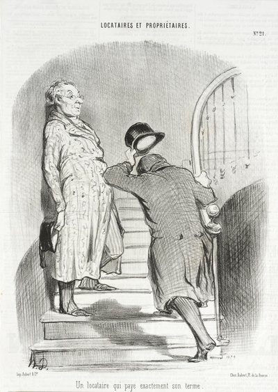Un inquilino che paga puntualmente il suo affitto da Honoré Daumier