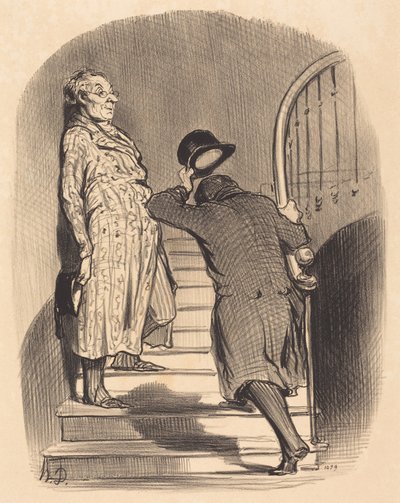 Un inquilino che paga puntualmente il suo affitto da Honoré Daumier