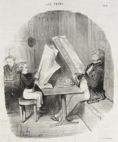 Un bambino che si diverte con poco. Le Constitutionnel gli basta per tutta la serata da Honoré Daumier