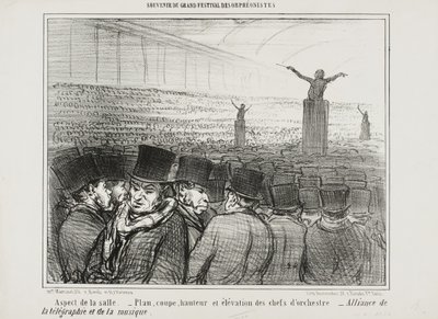 Veduta della grande sala, tavola 1 da Souvenir Du Grand Festival Des Orphéonistes da Honoré Daumier