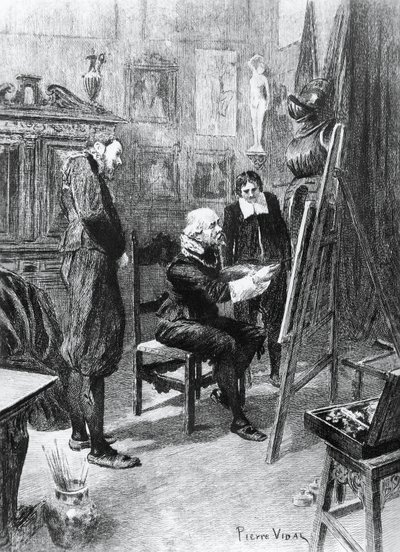 Illustrazione di Pierre Vidal (1849-1929) per Il capolavoro sconosciuto, racconto di Honoré de Balzac (1799-1850) da Honore de Balzac