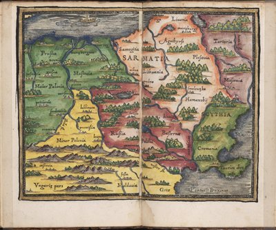 Mappa della Sarmatia, da: Rudimenta Cosmographica, 1542 da Honterus
