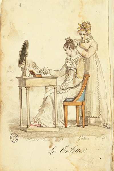 Toilette, da "Almanach des Modes" da Horace (after) Vernet