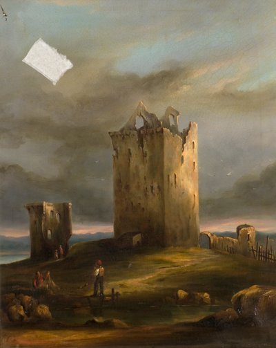 Le rovine del castello di Broughty sul Tay guardando a est, c.1846 da Horace G. Fenwick