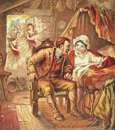 La Nascita di Pollicino, illustrazione da Our Nurses Picture Book, inciso da Kronheim & Co., 1869 da Horace Petherick