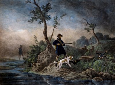 Caccia alle anatre nella palude da Emile Jean Horace Vernet