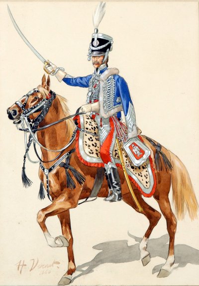 Ussaro russo che alza la sciabola da Emile Jean Horace Vernet