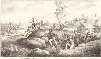 Imboscata di fanteria contro i cosacchi da Emile Jean Horace Vernet