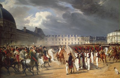 Invalido che consegna una petizione a Napoleone alla parata nel cortile del Palazzo delle Tuileries da Emile Jean Horace Vernet