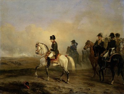 Imperatore Napoleone I e il suo staff a cavallo da Emile Jean Horace Vernet