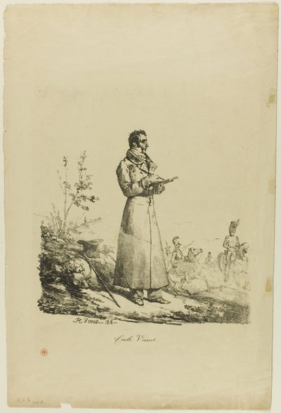 Ritratto di Carle Vernet, in piedi e disegnando da Emile Jean Horace Vernet