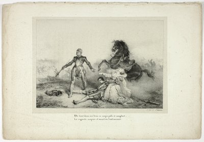 Lei teneva tra le braccia il cadavere pallido e sanguinante... da Emile Jean Horace Vernet