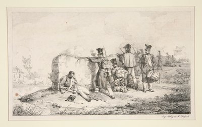 Soldati in tiratori da Emile Jean Horace Vernet