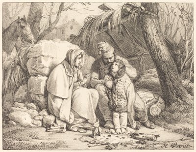 Famiglia di soldati accampata da Emile Jean Horace Vernet
