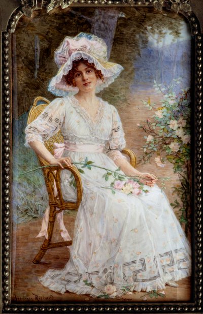 Giovane donna seduta in giardino da Hortense Richard