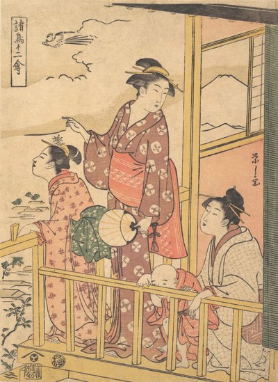 Un uccello a lunga coda Onagadori, dalla serie Dodici uccelli assortiti Shocho junikin..., ca. 1791 da Hosoda Eishi