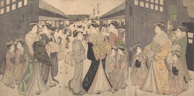 Oiran e assistenti al Grande Cancello di Yoshiwara, ca. 1794 da Hosoda Eishi
