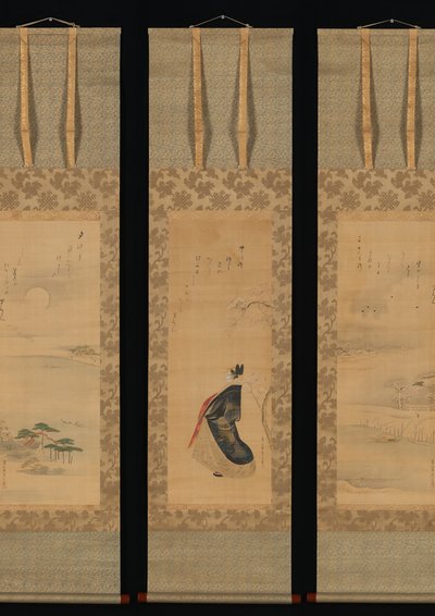 Neve, Luna e Fiori di Ciliegio Yoshiwara in Tre Stagioni, inizio XIX secolo da Hosoda Eishi