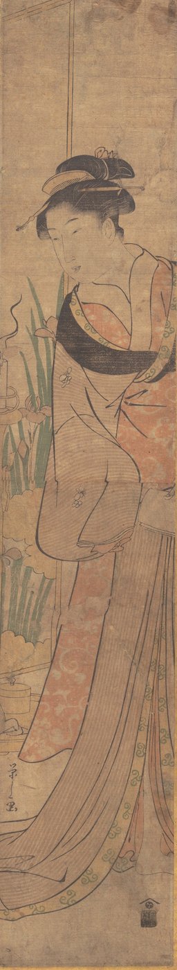 Giovane donna e giardino di iris da Hosoda Eishi