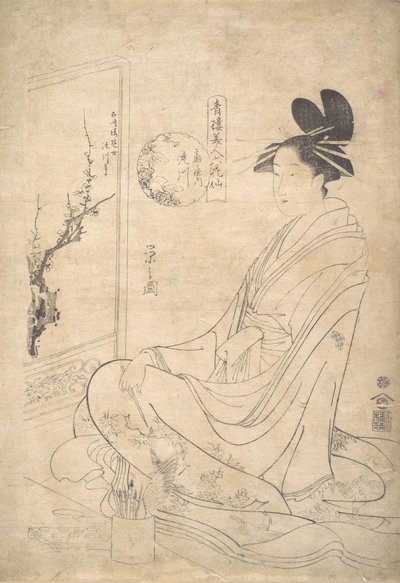 Giovane donna che dipinge uno schermo da Hosoda Eishi