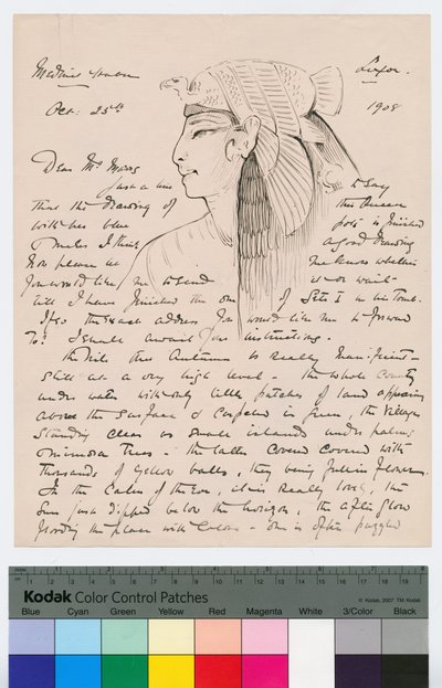 Pagina 1 di una lettera di Howard Carter a Kingsmill Marrs, 25 ottobre 1908 da Howard Carter