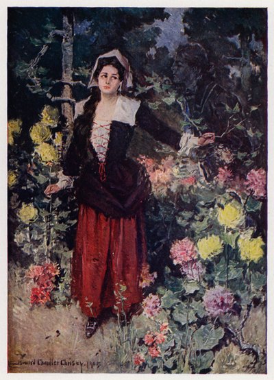 Illustrazione per Evangeline, Una Storia di Arcadia, di Henry Wadsworth Longfellow da Howard Chandler (after) Christy