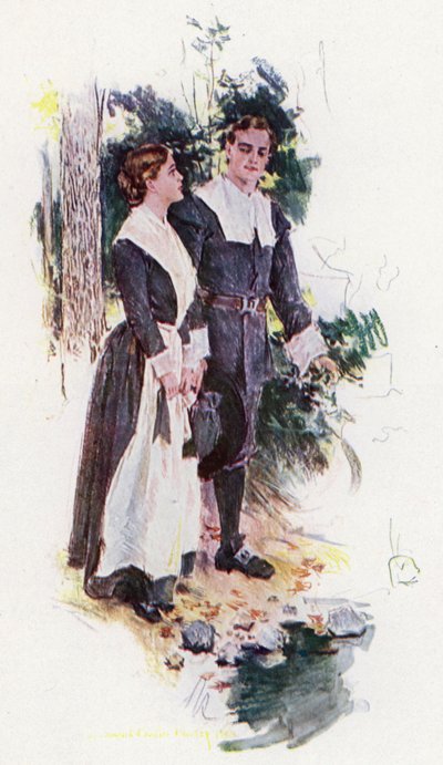 Illustrazione per The Courtship of Miles Standish di Henry Wadsworth Longfellow da Howard Chandler (after) Christy