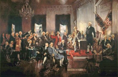 La firma della Costituzione degli Stati Uniti nel 1787 da Howard Chandler Christy