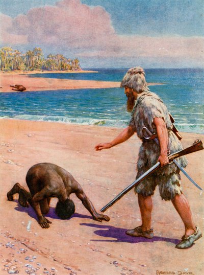 Illustrazione per Robinson Crusoe da Howard Davie