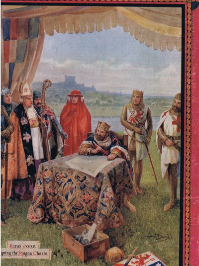Re Giovanni firma la Magna Carta, illustrazione da 