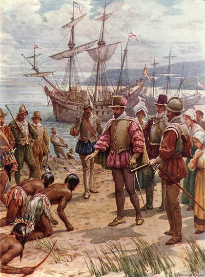 Sir Walter Raleigh sbarca in Virginia da Howard Davie