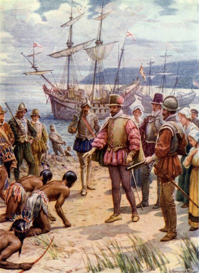 Sir Walter Raleigh sbarca in Virginia da Howard Davie