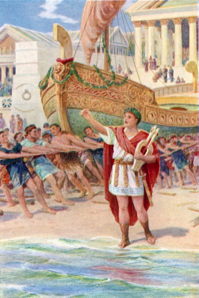 "Allora Orfeo prese la sua arpa e iniziò la sua canzone magica" da Howard Davie