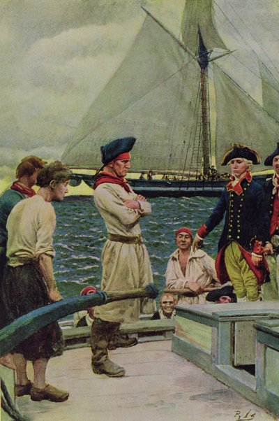 Un corsaro americano che prende un premio britannico, illustrazione da 