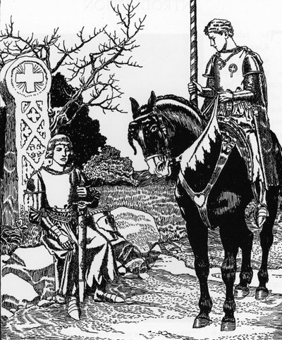 Leggenda Arturiana: Galahad incontra Melyas de Lyle Illustrazione di Howard Pyle (1853-1911) da 