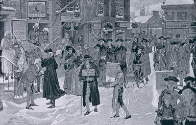 Mattina di Natale nella Vecchia New York Prima della Rivoluzione, illustrazione da Harper