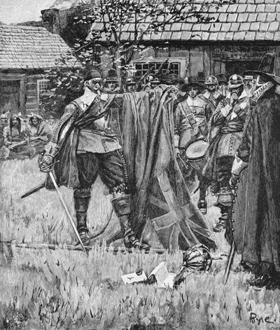 Endicott che Taglia la Croce dalla Bandiera Inglese, illustrazione da 