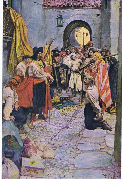 Estorcere tributi dai cittadini, da Howard Pyles Book of Pirates pubblicato da Harper & Bros, 1921 da Howard Pyle