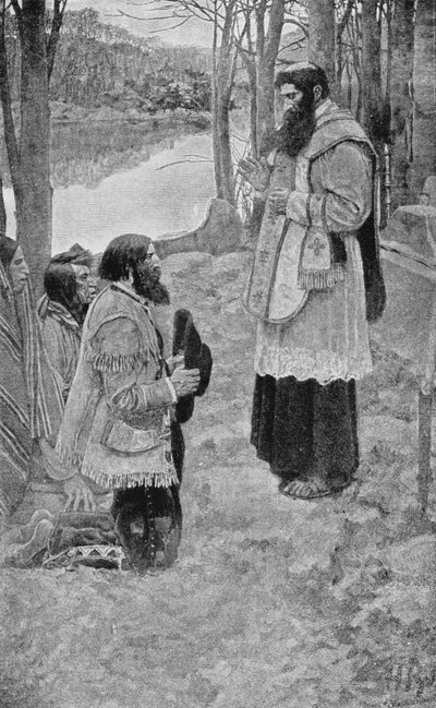 Padre Hennepin celebra la messa, illustrazione da 