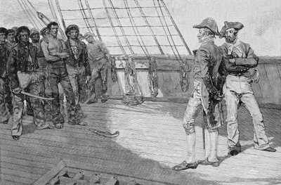 Impressionamento dei marinai americani, illustrazione da 